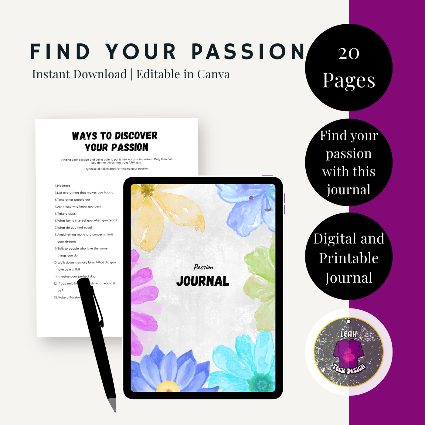 find your passion planner - Leah Tecx Design
