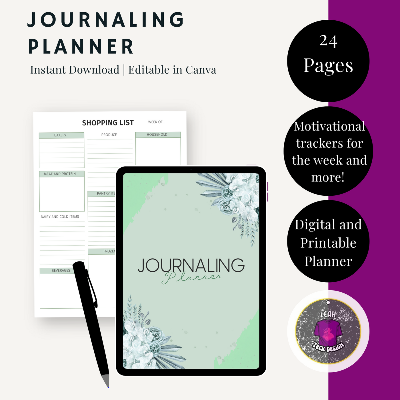 journaling planner - Leah Tecx Design