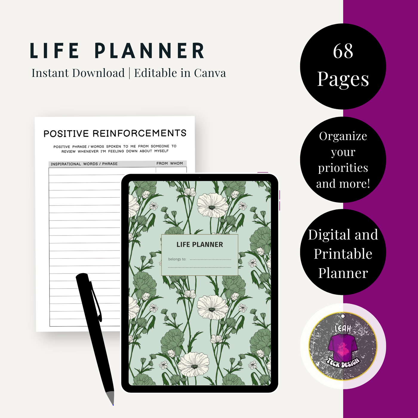 ultimate printable life planner - Leah Tecx Design