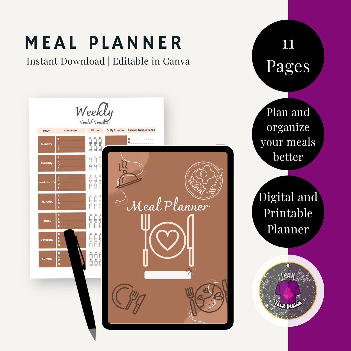 meal planner - Leah Tecx Design