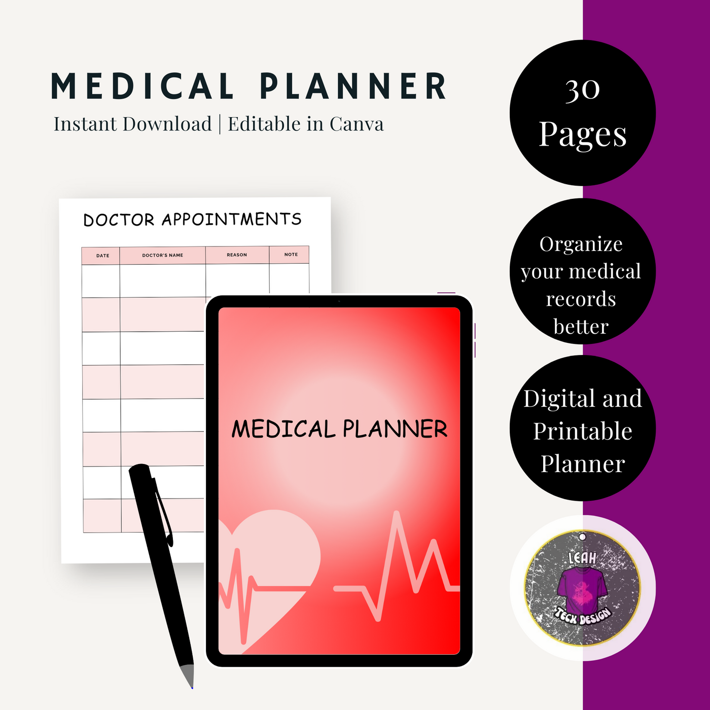 medical planner - Leah Tecx Design