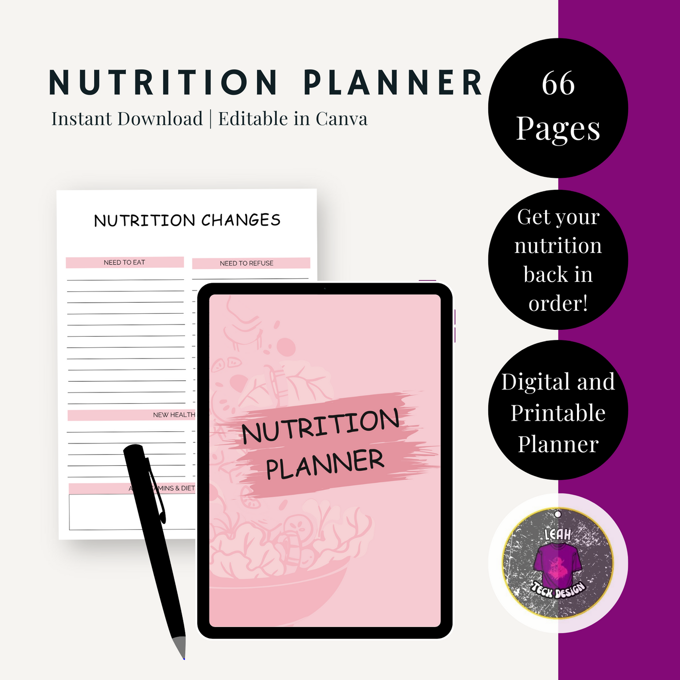 nutrition planner - Leah Tecx Design