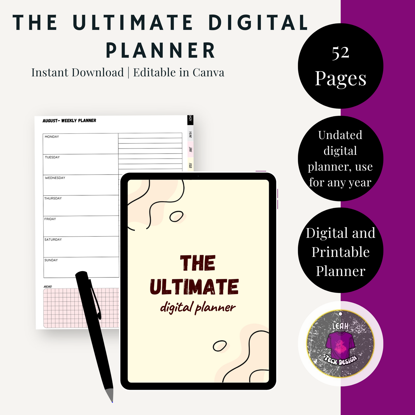 undated planner - Leah Tecx Design