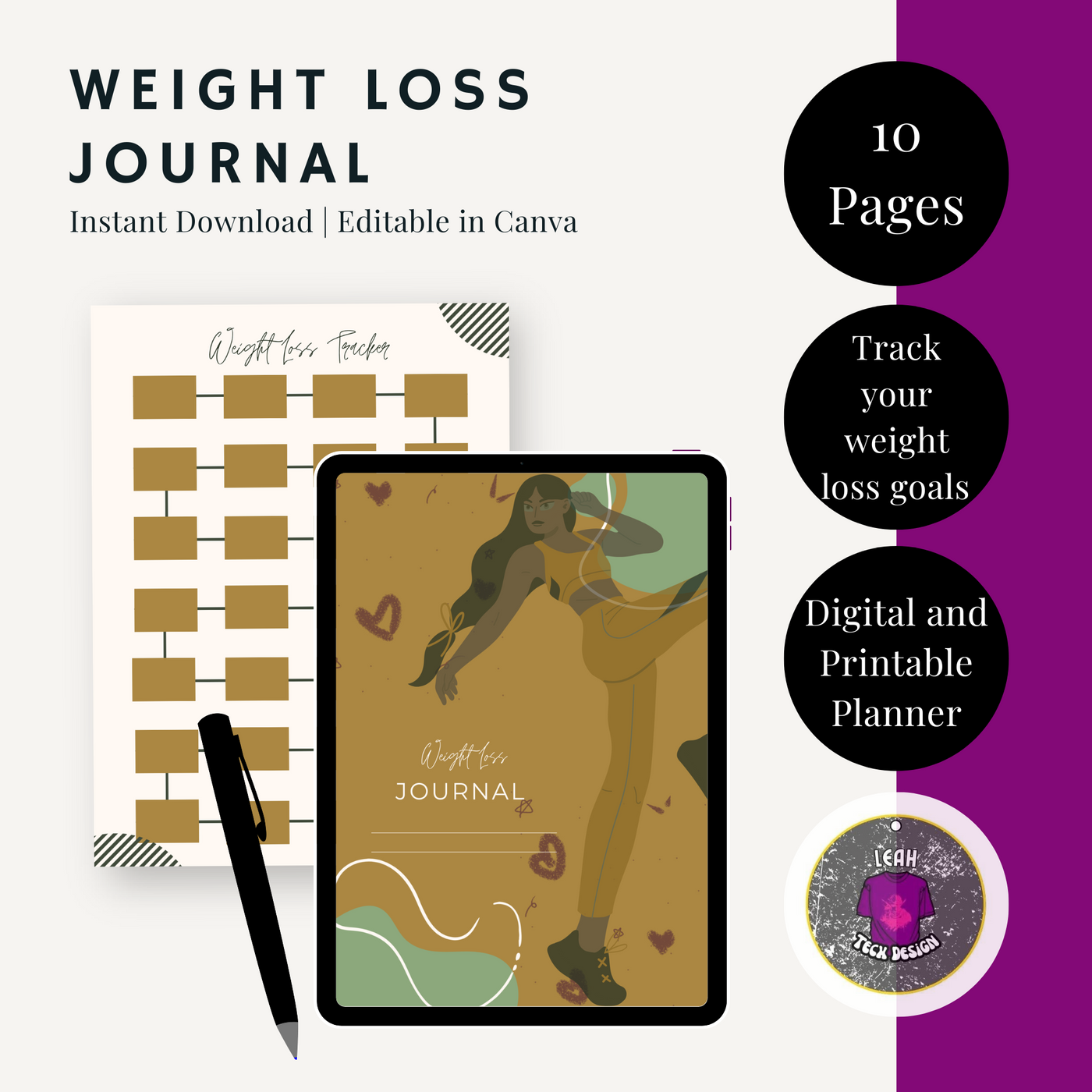weight loss planner - Leah Tecx Design