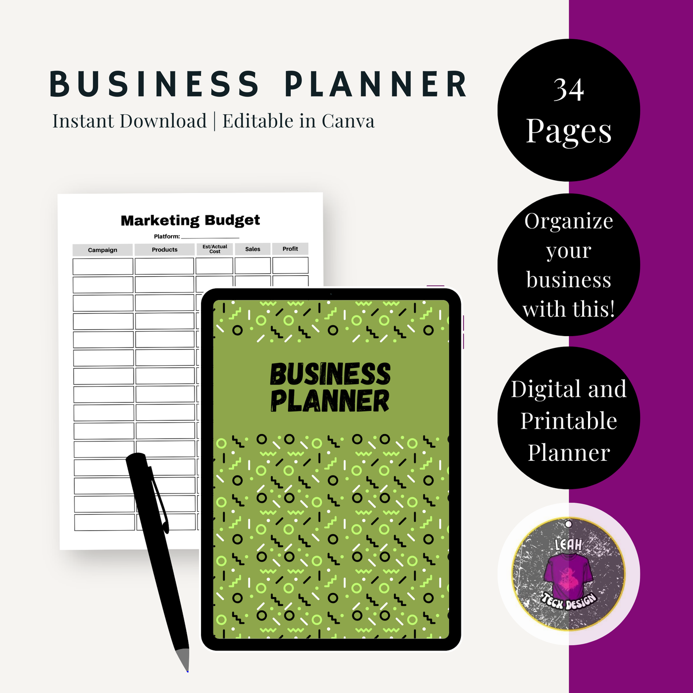 business planner - Leah Tecx Design