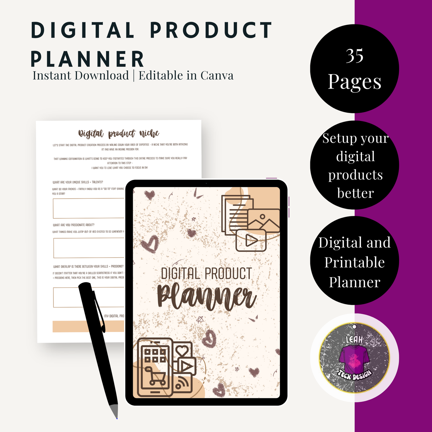 digital products planner - Leah Tecx Design