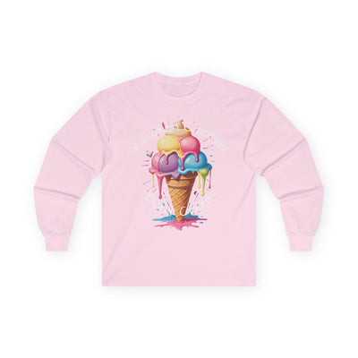 Cool Ice Cream Long Sleeve Tee - Perfect Gift for Ice Cream Lovers! Long-sleeve- Leah Tecx Design