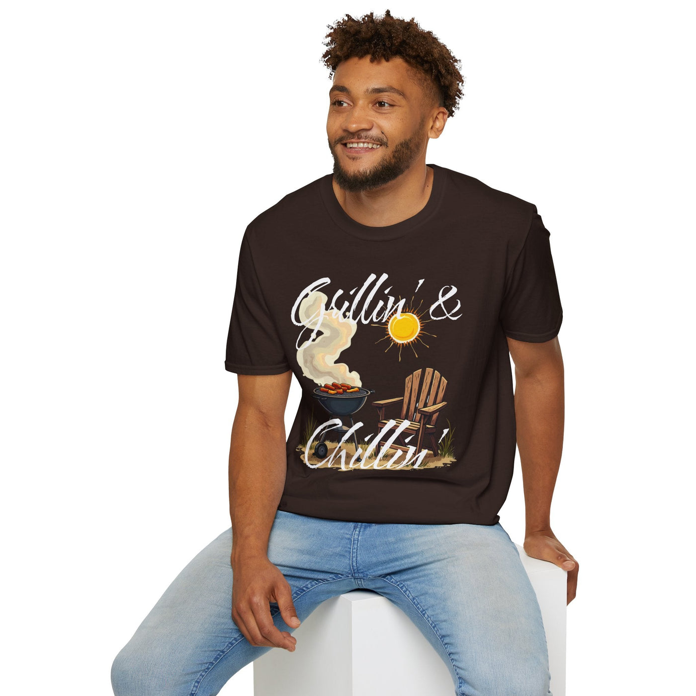 Grillin' & Chillin' Unisex Softstyle BBQ Tee - Perfect Gift for Grill Lovers! T-Shirt- Leah Tecx Design