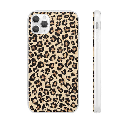 Leopard Print Flexi Case, Phone Cover, Stylish Mobile Protector, Trendy Gift for Her Phone Case - Leah Tecx Design