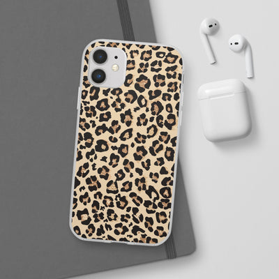 Leopard Print Flexi Case, Phone Cover, Stylish Mobile Protector, Trendy Gift for Her Phone Case - Leah Tecx Design