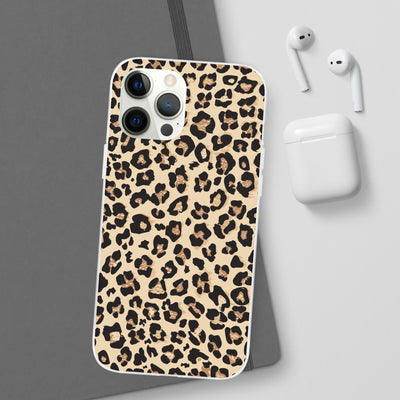 Leopard Print Flexi Case, Phone Cover, Stylish Mobile Protector, Trendy Gift for Her Phone Case - Leah Tecx Design