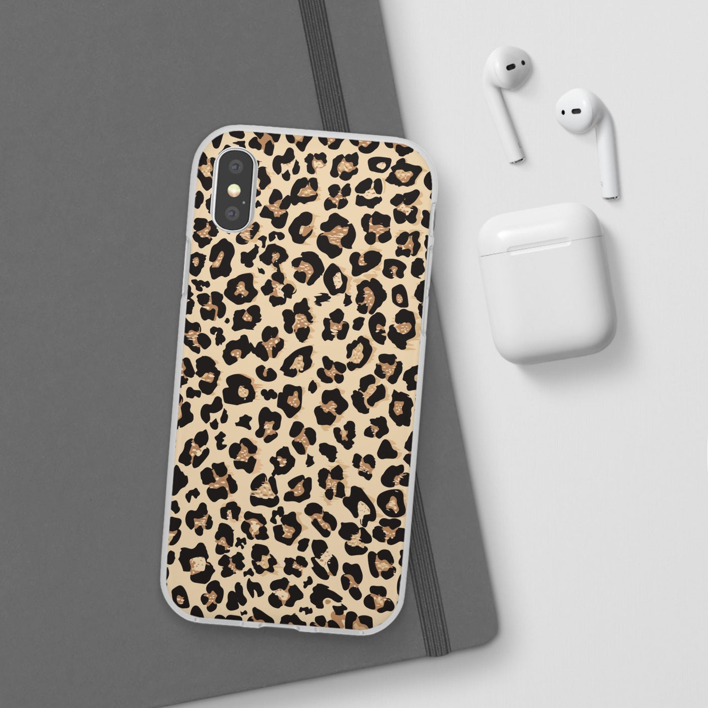 Leopard Print Flexi Case, Phone Cover, Stylish Mobile Protector, Trendy Gift for Her Phone Case - Leah Tecx Design
