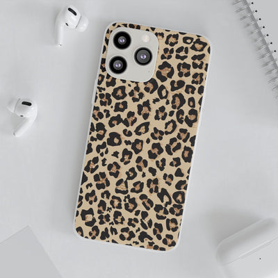 Leopard Print Flexi Case, Phone Cover, Stylish Mobile Protector, Trendy Gift for Her Phone Case - Leah Tecx Design