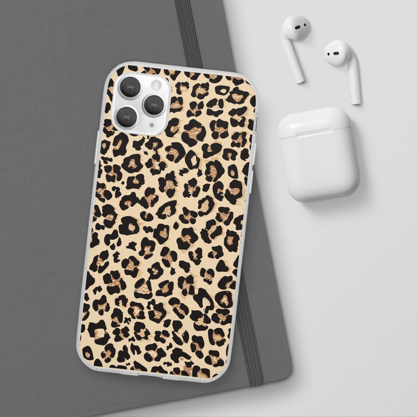 Leopard Print Flexi Case, Phone Cover, Stylish Mobile Protector, Trendy Gift for Her Phone Case - Leah Tecx Design