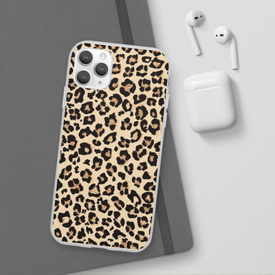 Leopard Print Flexi Case, Phone Cover, Stylish Mobile Protector, Trendy Gift for Her Phone Case - Leah Tecx Design