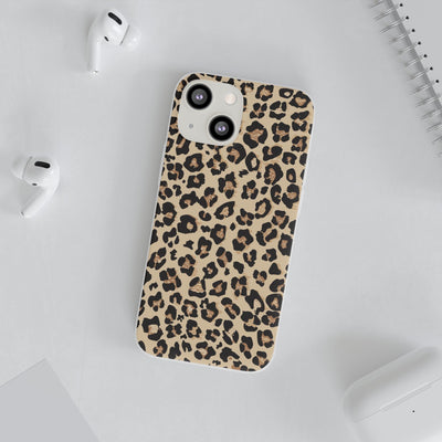 Leopard Print Flexi Case, Phone Cover, Stylish Mobile Protector, Trendy Gift for Her Phone Case - Leah Tecx Design