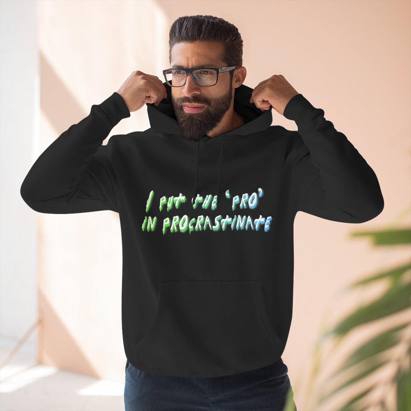 Procrastination Pro Fleece Hoodie: Cozy Student Gift, Funny Lounge Wear, Casual Comfort Hoodie- Leah Tecx Design