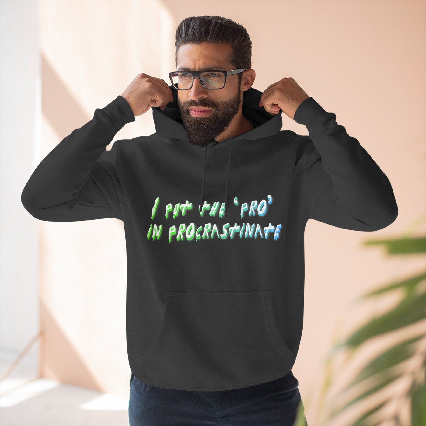 Procrastination Pro Fleece Hoodie: Cozy Student Gift, Funny Lounge Wear, Casual Comfort Hoodie- Leah Tecx Design