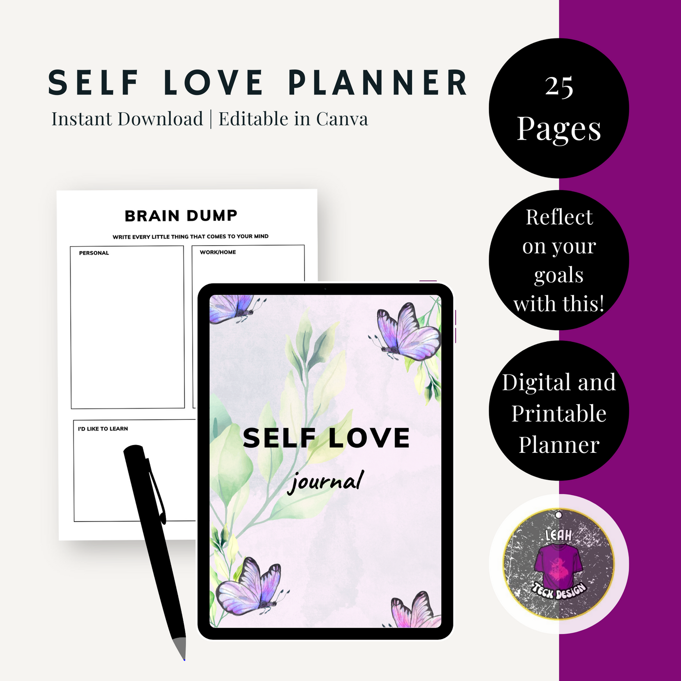 self love planner - Leah Tecx Design