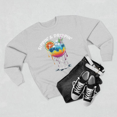Sippin' & Drippin' Crewneck - Vibrant Cozy Party Sweatshirt Sweatshirt- Leah Tecx Design
