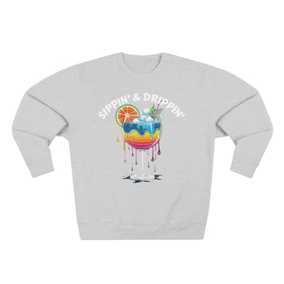 Sippin' & Drippin' Crewneck - Vibrant Cozy Party Sweatshirt Sweatshirt- Leah Tecx Design