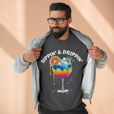 Sippin' & Drippin' Crewneck - Vibrant Cozy Party Sweatshirt Sweatshirt- Leah Tecx Design