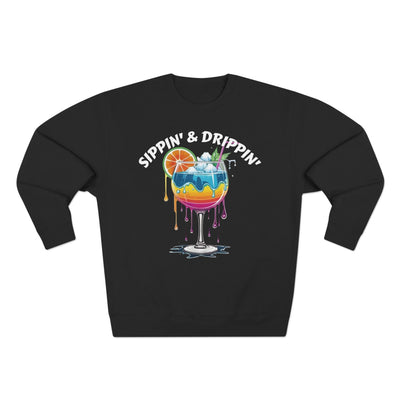 Sippin' & Drippin' Crewneck - Vibrant Cozy Party Sweatshirt Sweatshirt- Leah Tecx Design