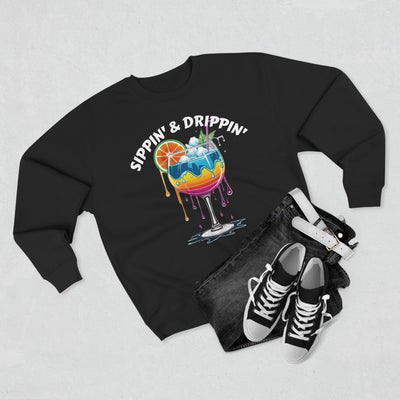 Sippin' & Drippin' Crewneck - Vibrant Cozy Party Sweatshirt Sweatshirt- Leah Tecx Design