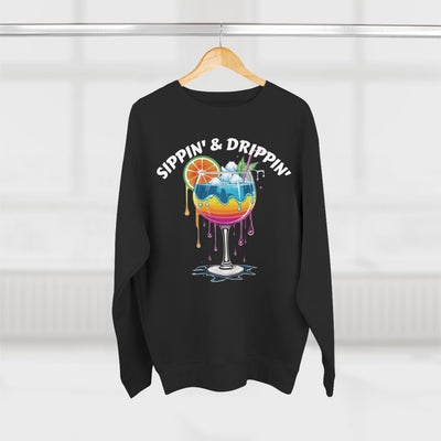 Sippin' & Drippin' Crewneck - Vibrant Cozy Party Sweatshirt Sweatshirt- Leah Tecx Design