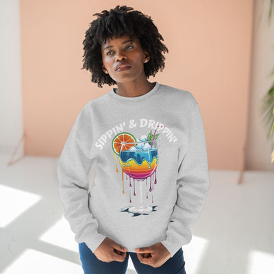 Sippin' & Drippin' Crewneck - Vibrant Cozy Party Sweatshirt Sweatshirt- Leah Tecx Design