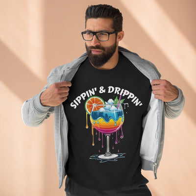 Sippin' & Drippin' Crewneck - Vibrant Cozy Party Sweatshirt Sweatshirt- Leah Tecx Design