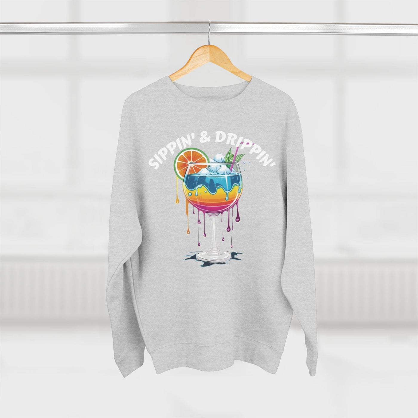 Sippin' & Drippin' Crewneck - Vibrant Cozy Party Sweatshirt Sweatshirt- Leah Tecx Design