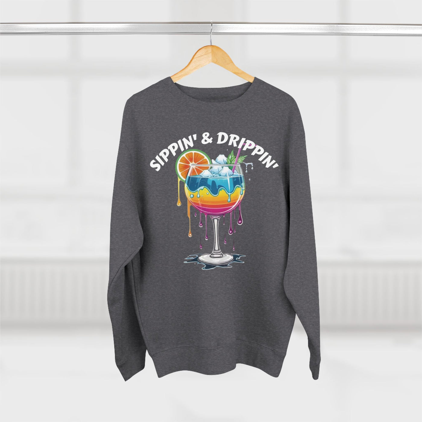Sippin' & Drippin' Crewneck - Vibrant Cozy Party Sweatshirt Sweatshirt- Leah Tecx Design
