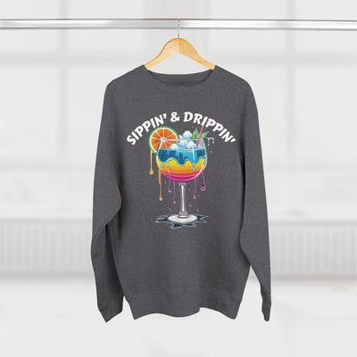 Sippin' & Drippin' Crewneck - Vibrant Cozy Party Sweatshirt Sweatshirt- Leah Tecx Design
