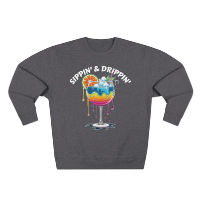 Sippin' & Drippin' Crewneck - Vibrant Cozy Party Sweatshirt Sweatshirt- Leah Tecx Design