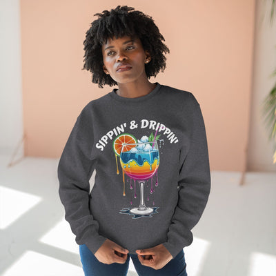 Sippin' & Drippin' Crewneck - Vibrant Cozy Party Sweatshirt Sweatshirt- Leah Tecx Design