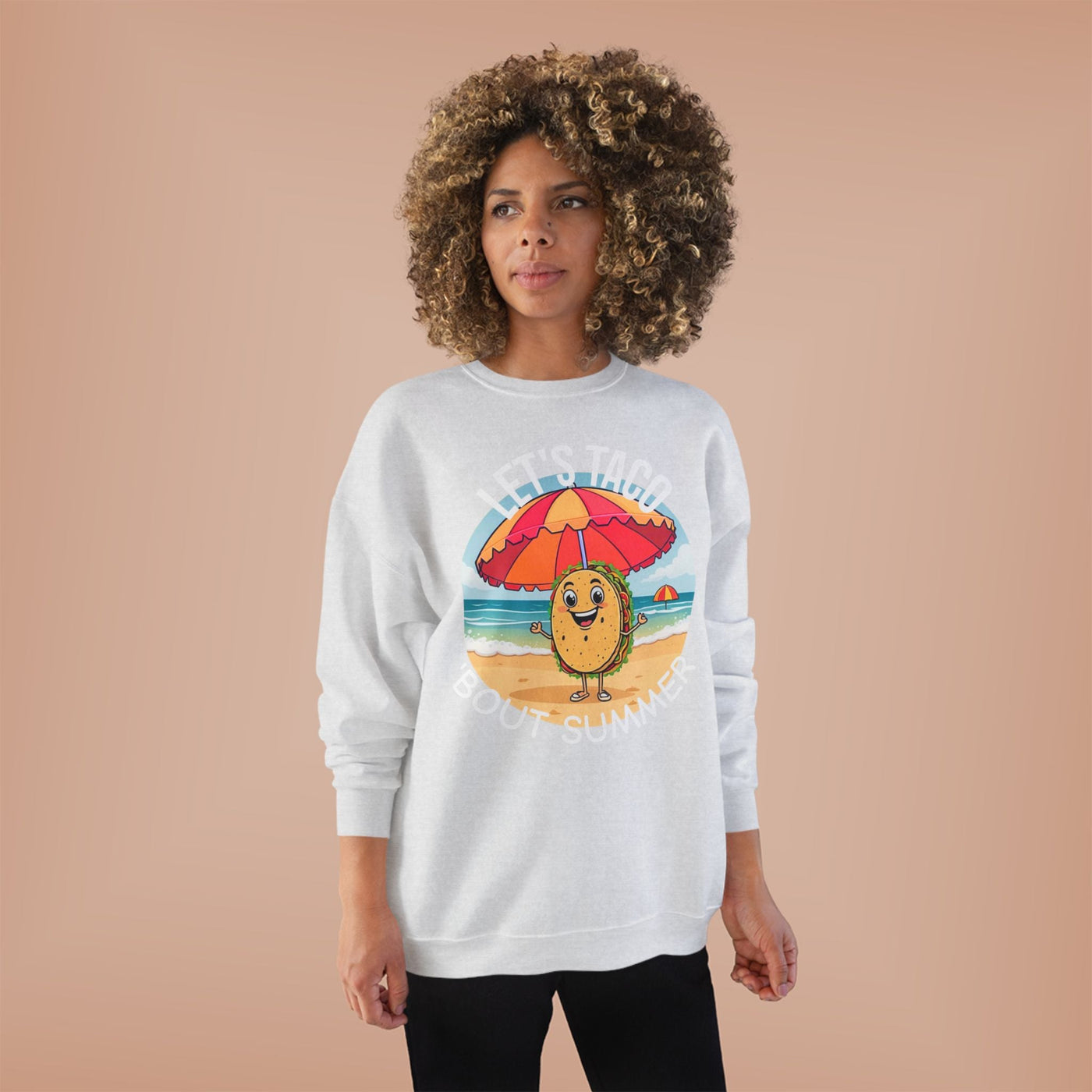 Sunny Taco Crewneck - Summer Vibes, Taco Lovers, Beach & Casual Style, Great Gift Sweatshirt- Leah Tecx Design
