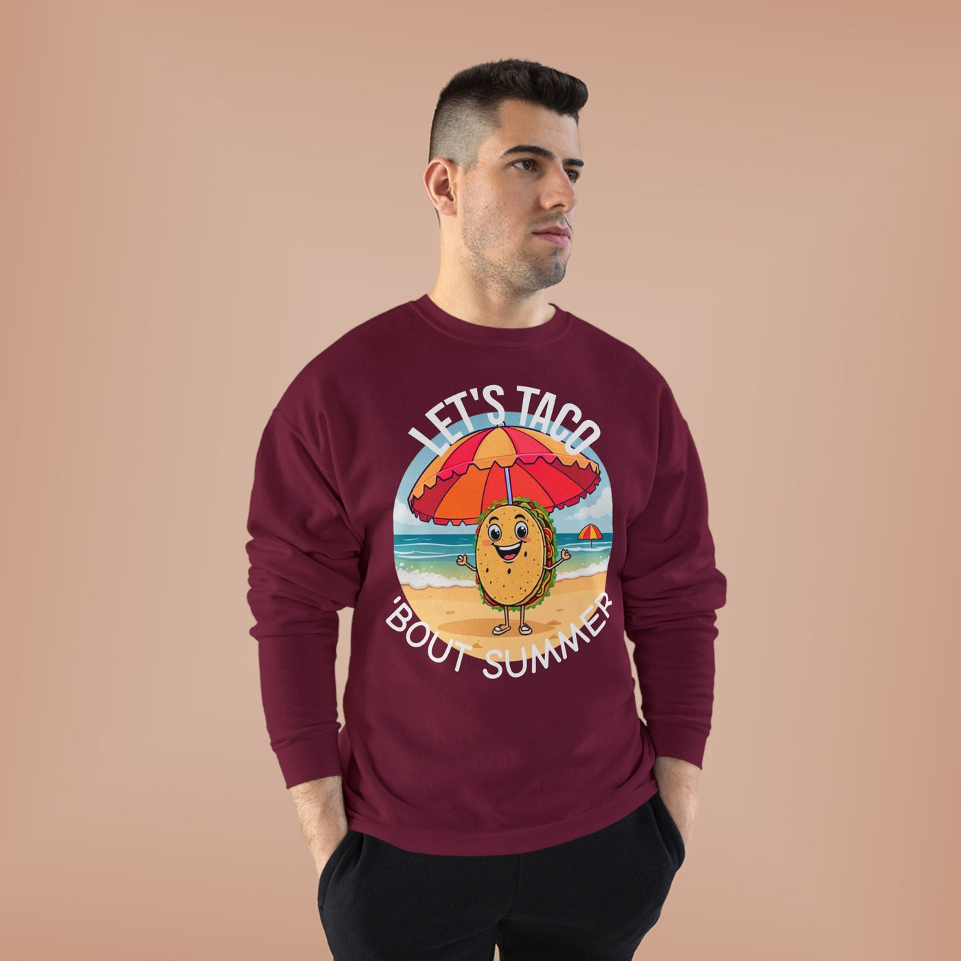 Sunny Taco Crewneck - Summer Vibes, Taco Lovers, Beach & Casual Style, Great Gift Sweatshirt- Leah Tecx Design