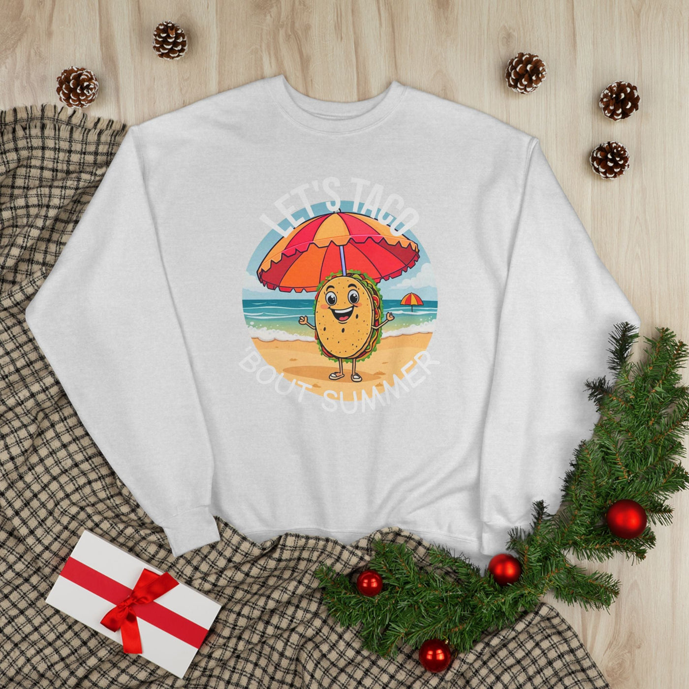 Sunny Taco Crewneck - Summer Vibes, Taco Lovers, Beach & Casual Style, Great Gift Sweatshirt- Leah Tecx Design