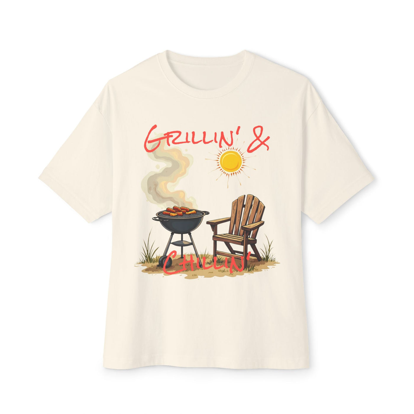 Grill & BBQ Champion Tee: Unisex Oversized Boxy Fit! T-Shirt- Leah Tecx Design