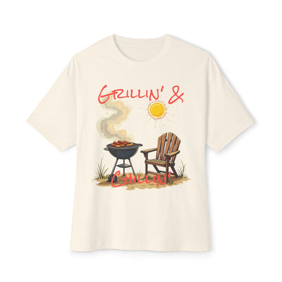 Grill & BBQ Champion Tee: Unisex Oversized Boxy Fit! T-Shirt- Leah Tecx Design