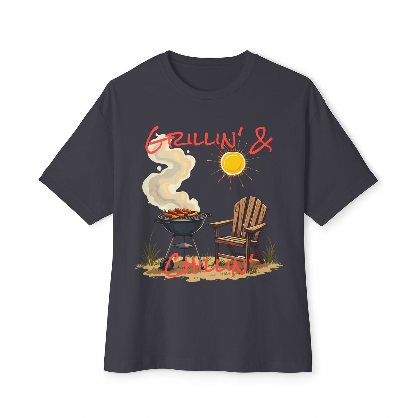 Grill & BBQ Champion Tee: Unisex Oversized Boxy Fit! T-Shirt- Leah Tecx Design