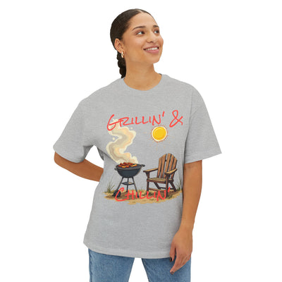 Grill & BBQ Champion Tee: Unisex Oversized Boxy Fit! T-Shirt- Leah Tecx Design