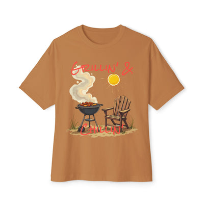 Grill & BBQ Champion Tee: Unisex Oversized Boxy Fit! T-Shirt- Leah Tecx Design