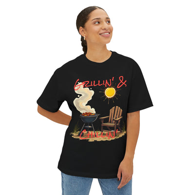 Grill & BBQ Champion Tee: Unisex Oversized Boxy Fit! T-Shirt- Leah Tecx Design