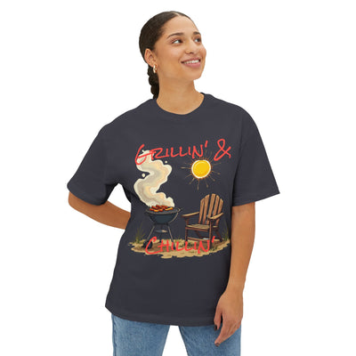 Grill & BBQ Champion Tee: Unisex Oversized Boxy Fit! T-Shirt- Leah Tecx Design