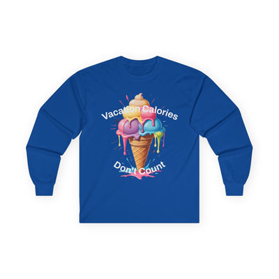 Vacay Calorie Burner Long Sleeve Tee - Fun Vacation Shirt! Long-sleeve- Leah Tecx Design