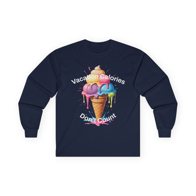 Vacay Calorie Burner Long Sleeve Tee - Fun Vacation Shirt! Long-sleeve- Leah Tecx Design