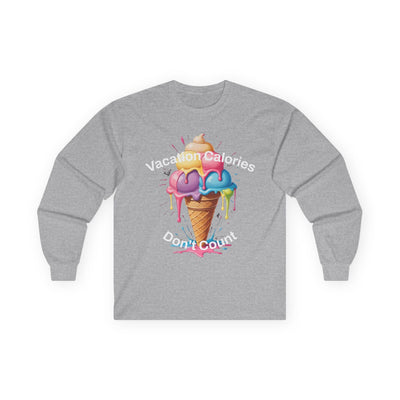 Vacay Calorie Burner Long Sleeve Tee - Fun Vacation Shirt! Long-sleeve- Leah Tecx Design