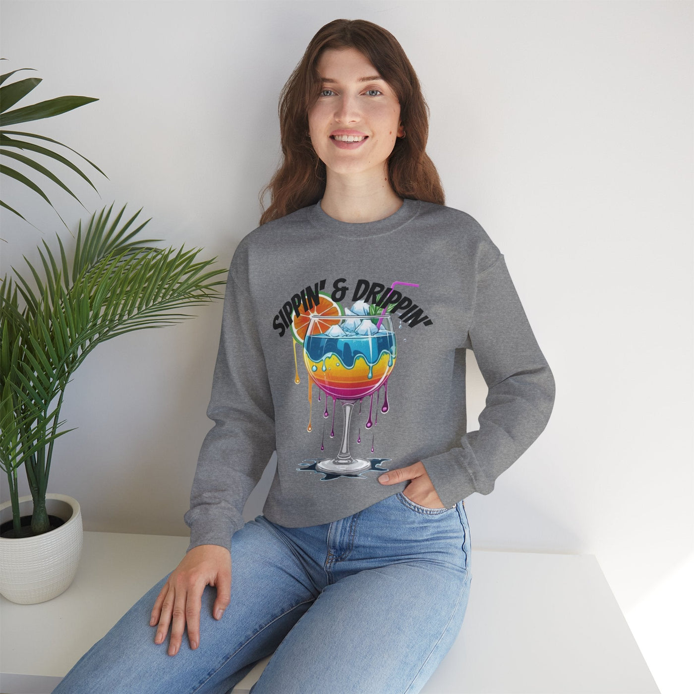 Vibrant Drink Inspired Sweatshirt - Summer Party Vibes Sweatshirt- Leah Tecx Design